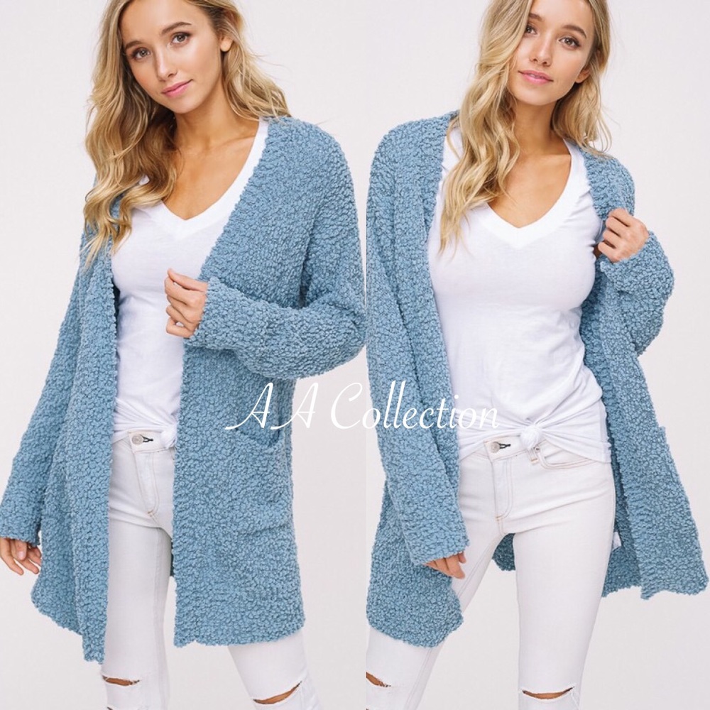 knit open front cardigan soft long sleeves - Picture 5 of 6